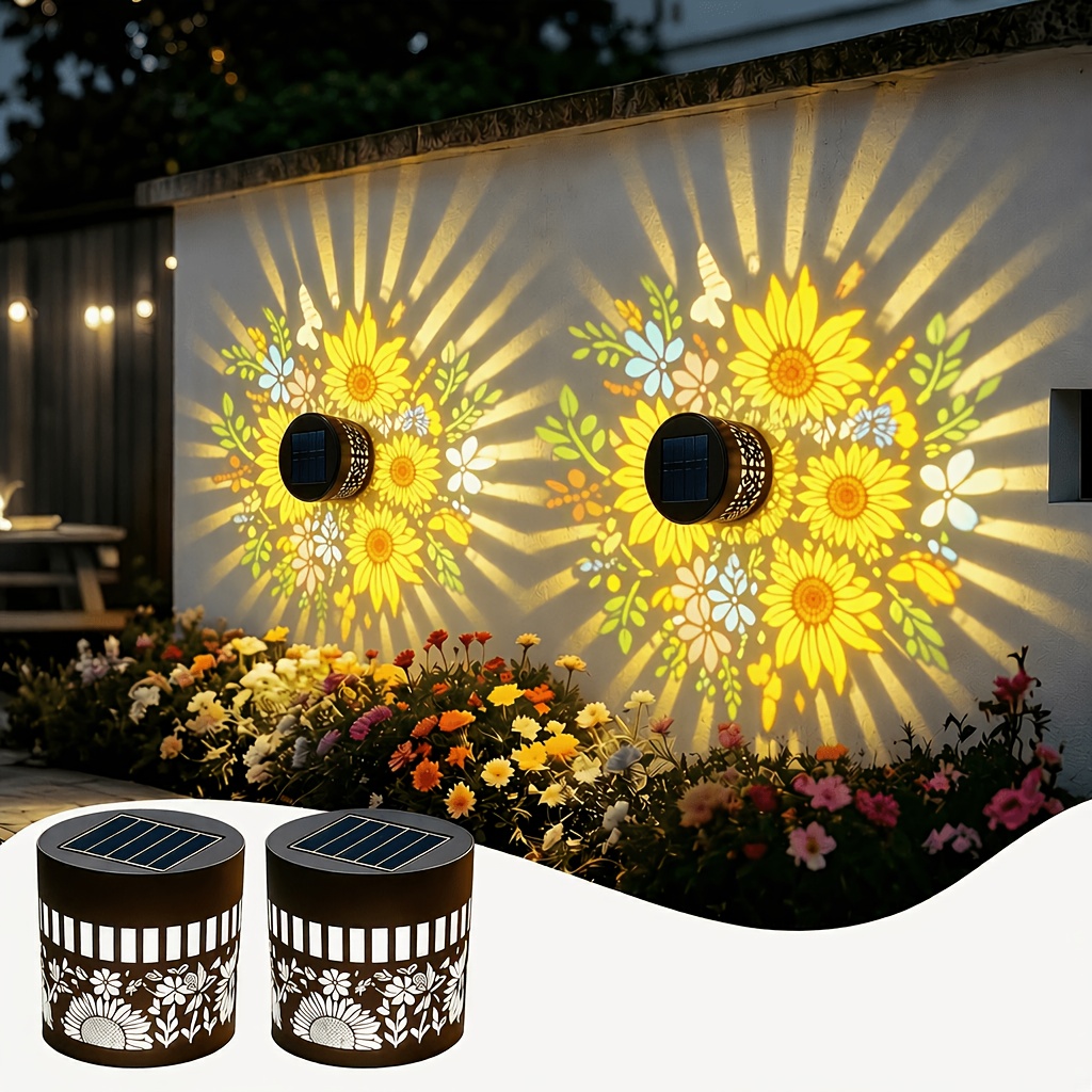 Lighting Metal Wall Decor - مجموعة من 2 مصابيح شمسية للأسوار،