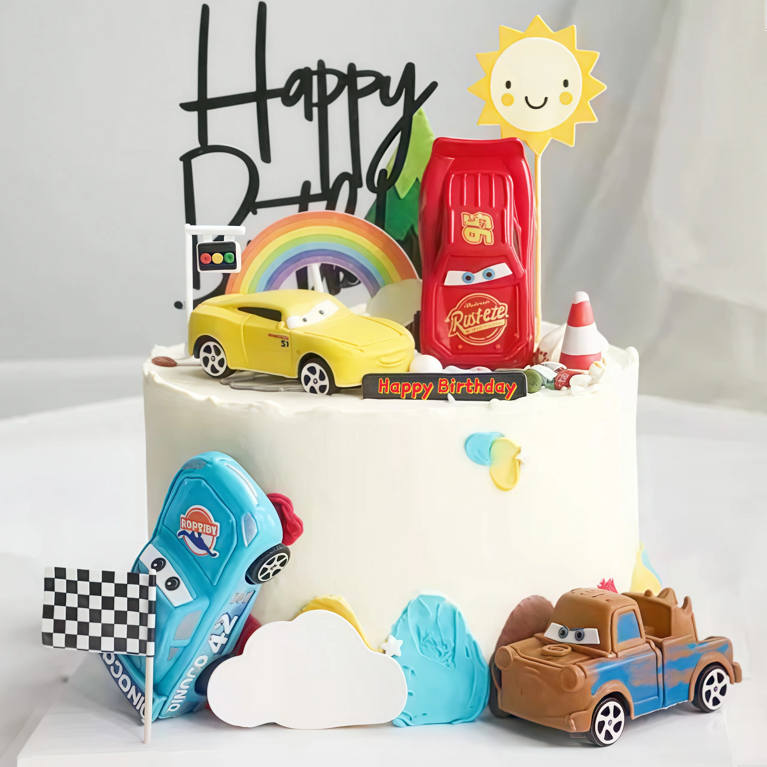4 قطعة سيارات البرق عيد ميلاد  - مراجعة Lighting Mcqueen Birthday Decor وسعره