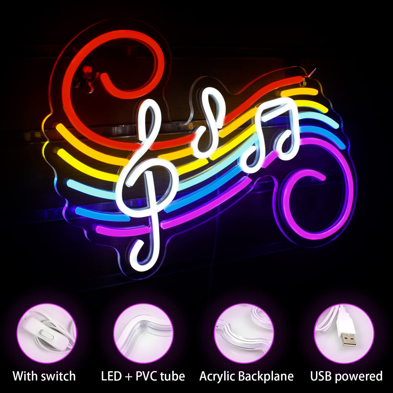 لافتة نيون على شكل نوتات موسيق - مراجعة Lighting Decor Wedding وسعره