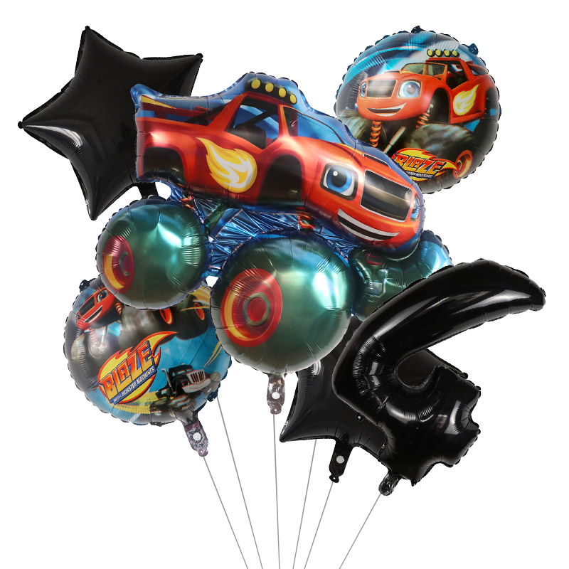 1 مجموعة الحريق الوحش احباط با - مراجعة Lighting Mcqueen Birthday Decor وسعره