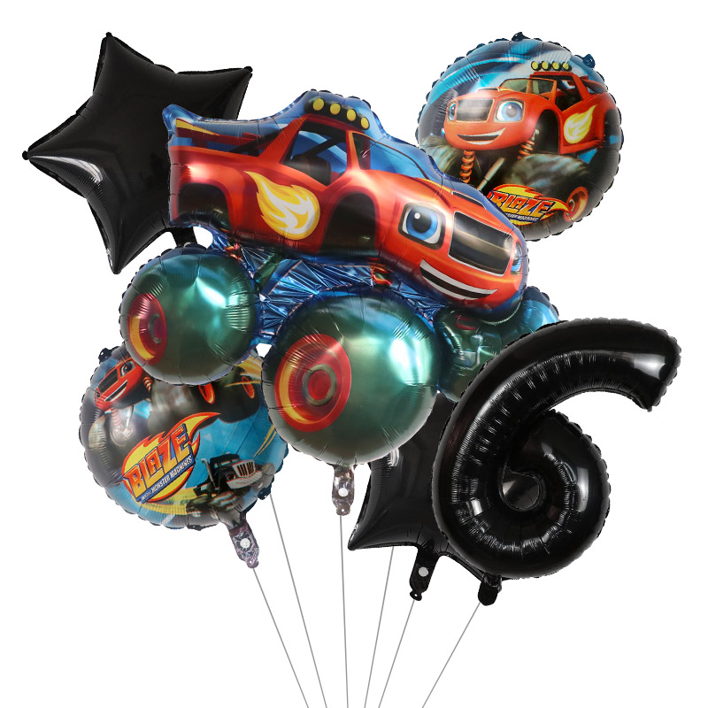 1 مجموعة الحريق الوحش احباط با - مراجعة Lighting Mcqueen Birthday Decor وسعره