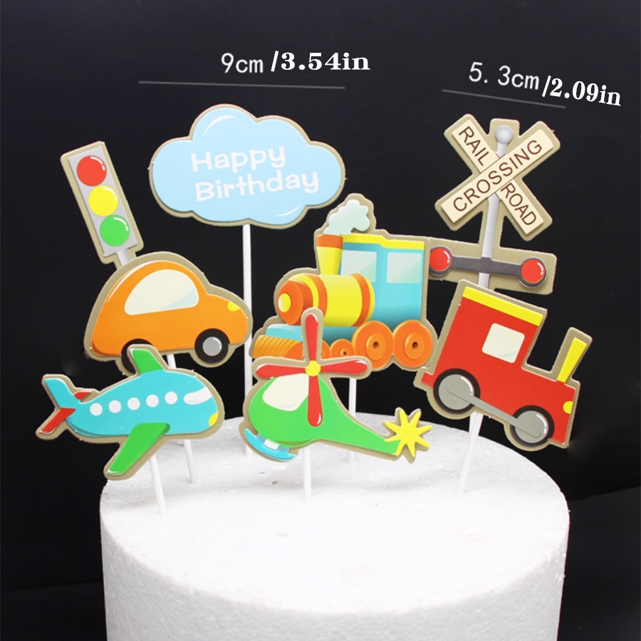 8 قطع زينة كعكة عيد ميلاد سعيد - مراجعة Lighting Mcqueen Birthday Decor وسعره