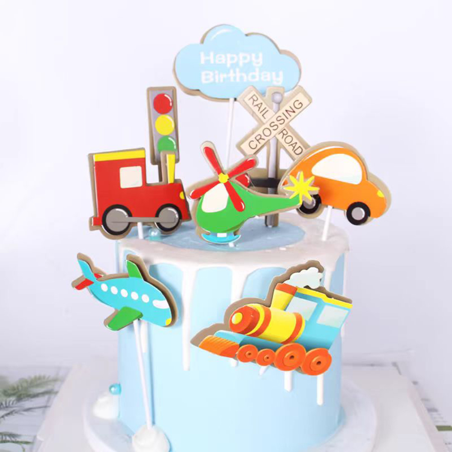 8 قطع زينة كعكة عيد ميلاد سعيد - مراجعة Lighting Mcqueen Birthday Decor وسعره