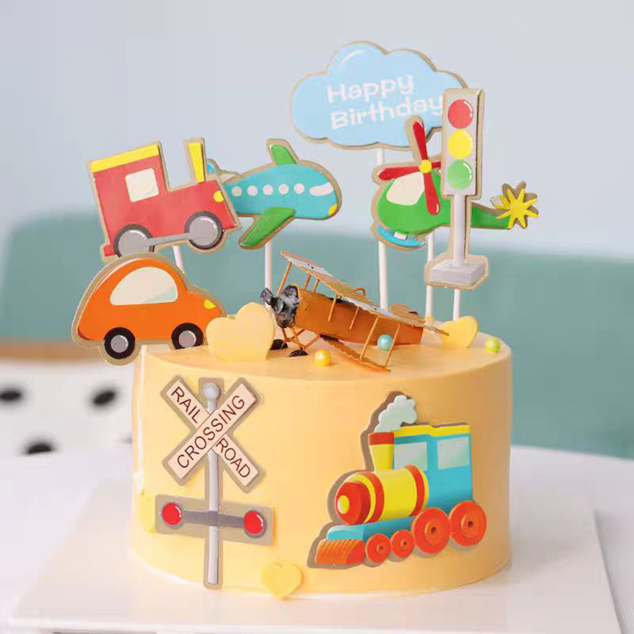 8 قطع زينة كعكة عيد ميلاد سعيد - مراجعة Lighting Mcqueen Birthday Decor وسعره