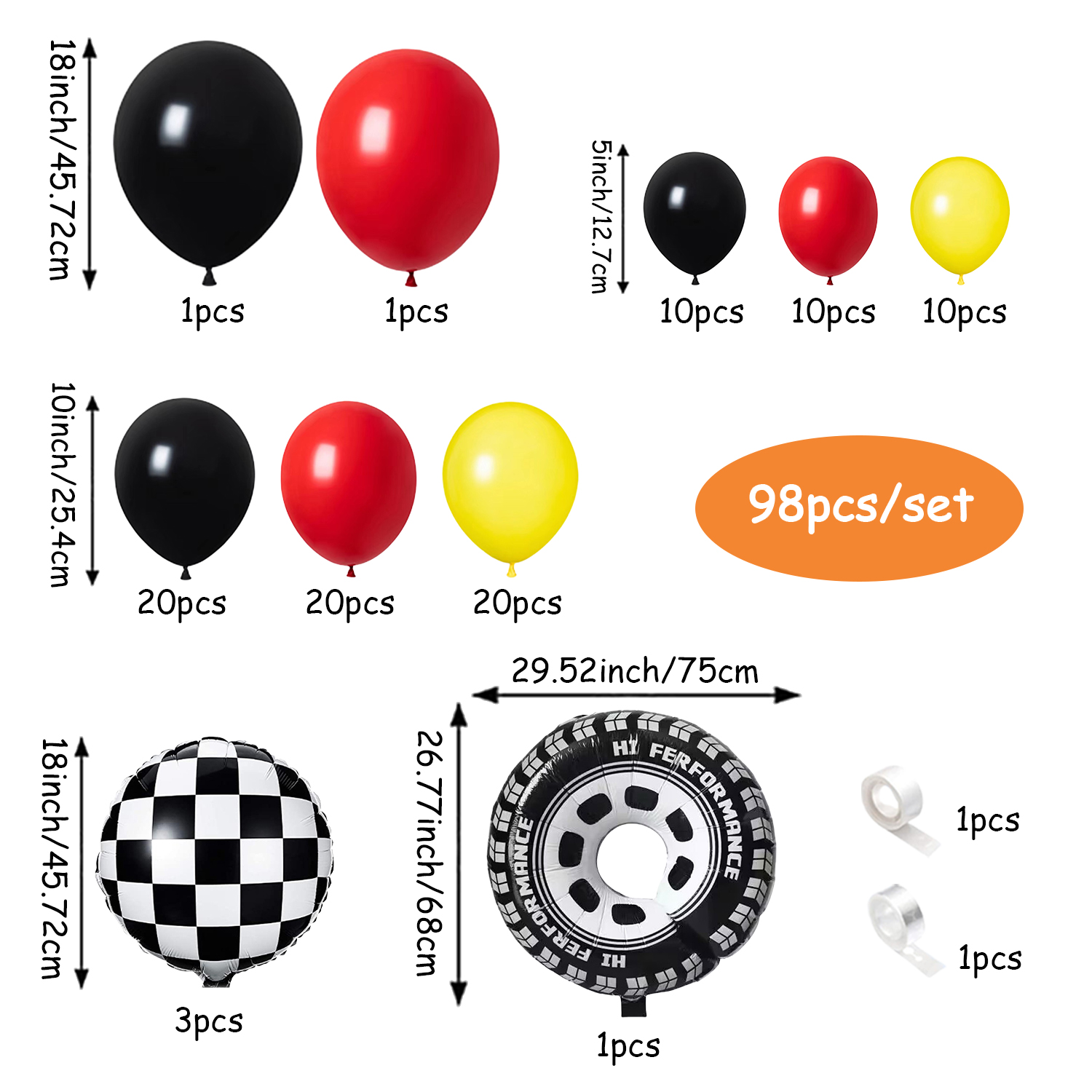 مجموعة بالونات مكونة من 98 قطع - مراجعة Lighting Mcqueen Birthday Decor وسعره