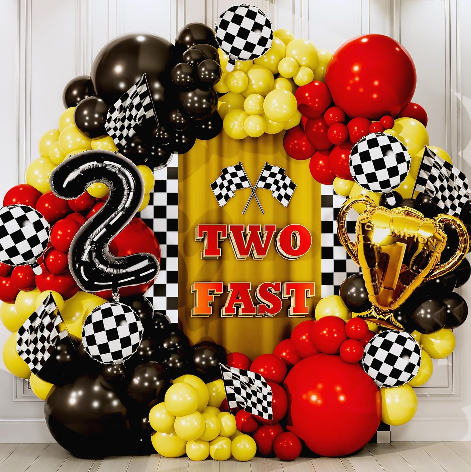 مجموعة بالونات مكونة من 98 قطع - مراجعة Lighting Mcqueen Birthday Decor وسعره