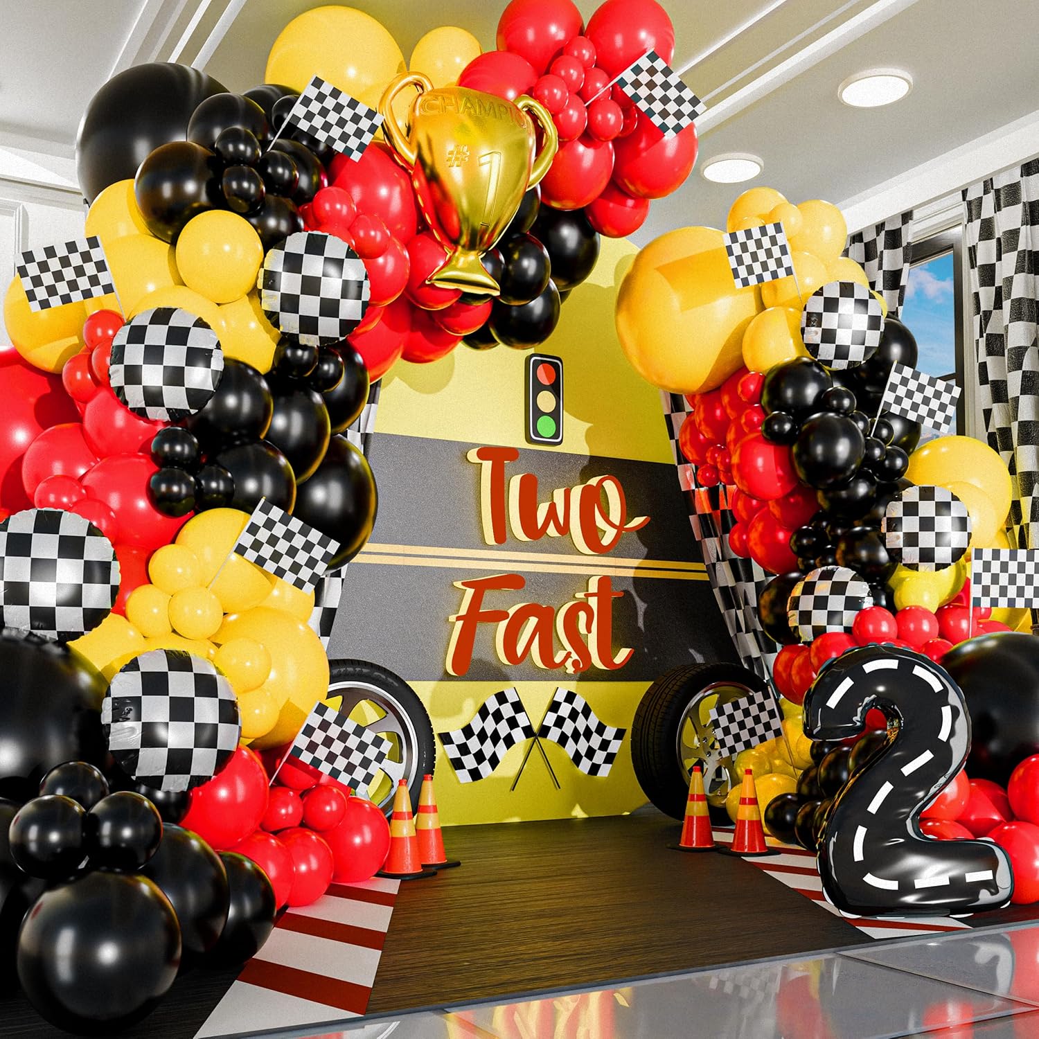 مجموعة بالونات مكونة من 98 قطع - مراجعة Lighting Mcqueen Birthday Decor وسعره