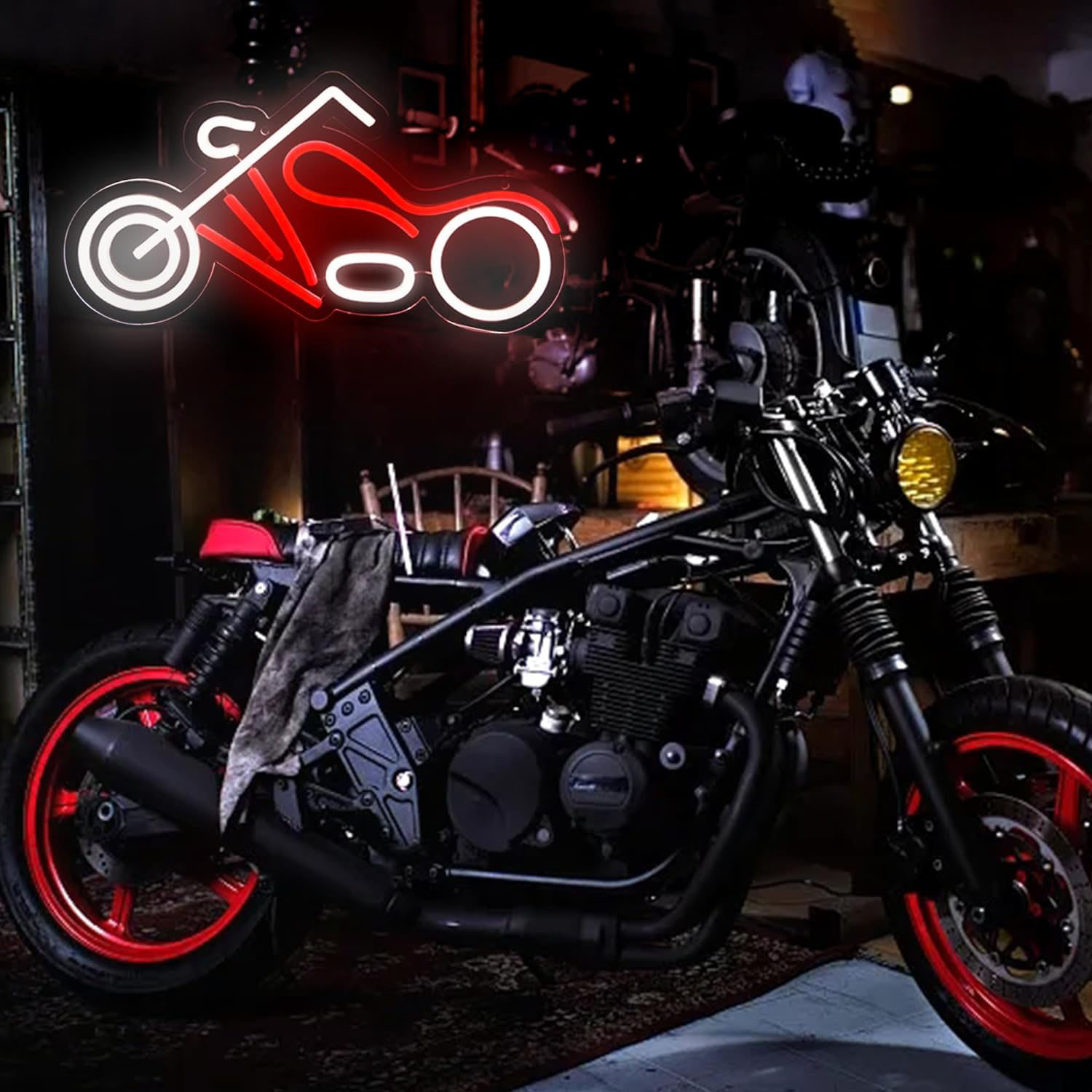 لافتة نيون على شكل دراجة نارية - مراجعة Garage Lighting Decor وسعره