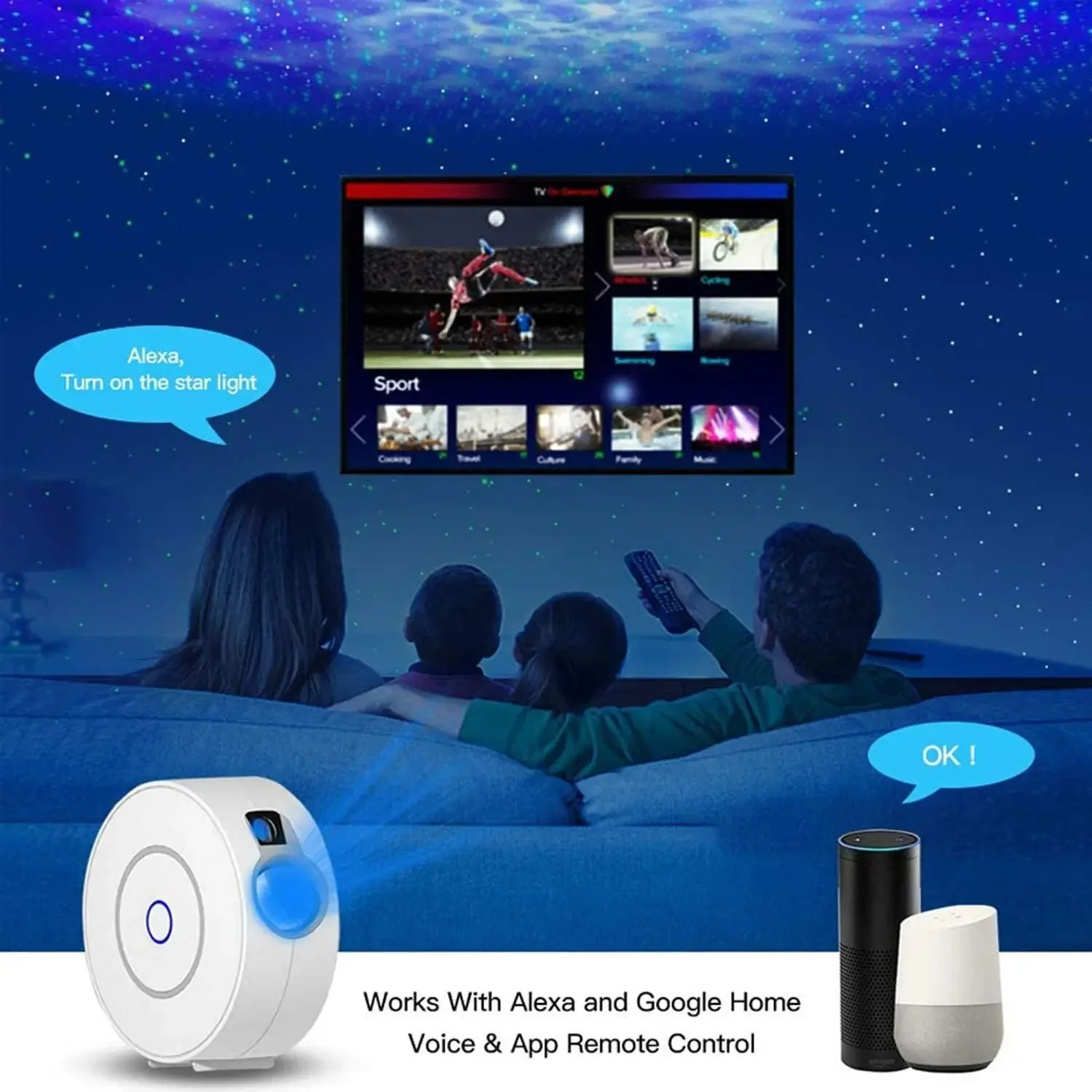 Tuya WiFi ذكي أورورا غالاكسي ا - مراجعة Sunset Lamp Projection وسعره