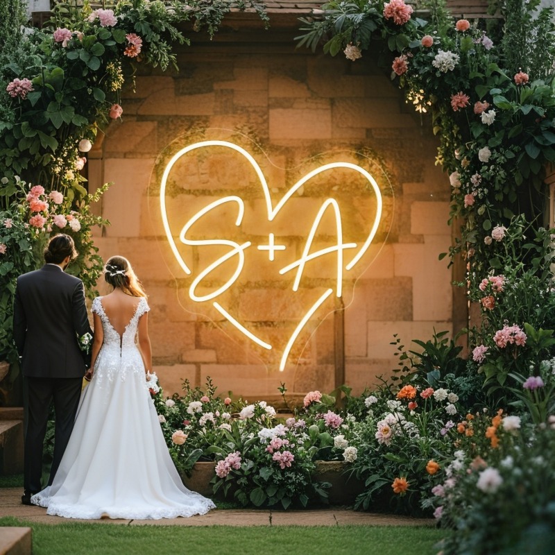 مخصص الأحرف الأولى القلب LED ا - مراجعة Lighting Decor Wedding وسعره