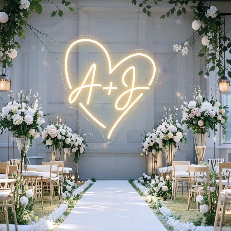 مخصص الأحرف الأولى القلب LED ا - مراجعة Lighting Decor Wedding وسعره