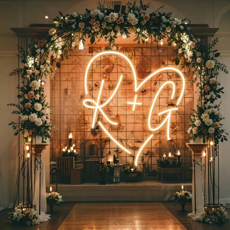 مخصص الأحرف الأولى القلب LED ا - مراجعة Lighting Decor Wedding وسعره