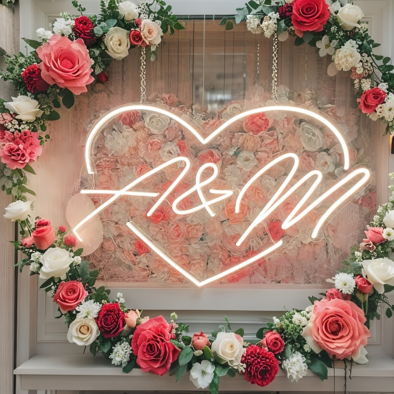 مخصص الأحرف الأولى القلب LED ا - مراجعة Lighting Decor Wedding وسعره