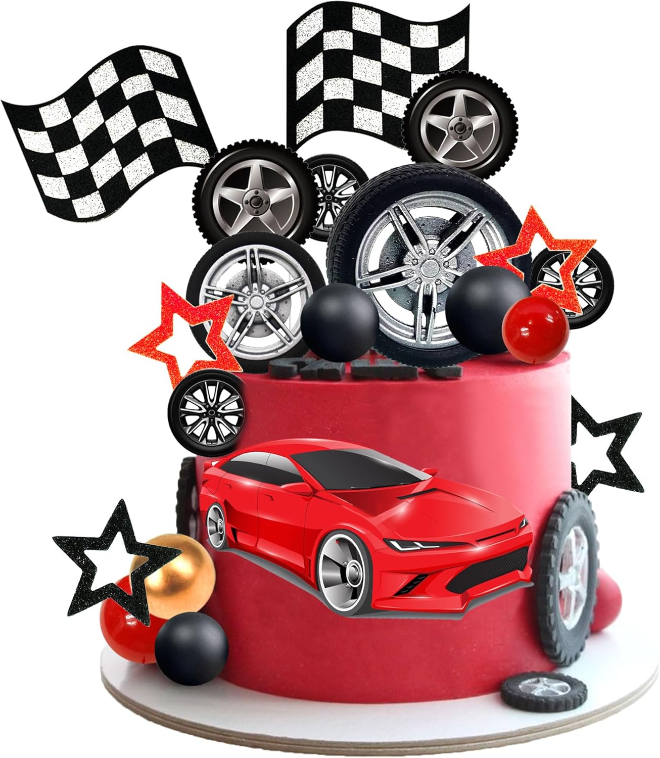 27 قطعة من زينة كعكة عجلة السب - مراجعة Lighting Mcqueen Birthday Decor وسعره