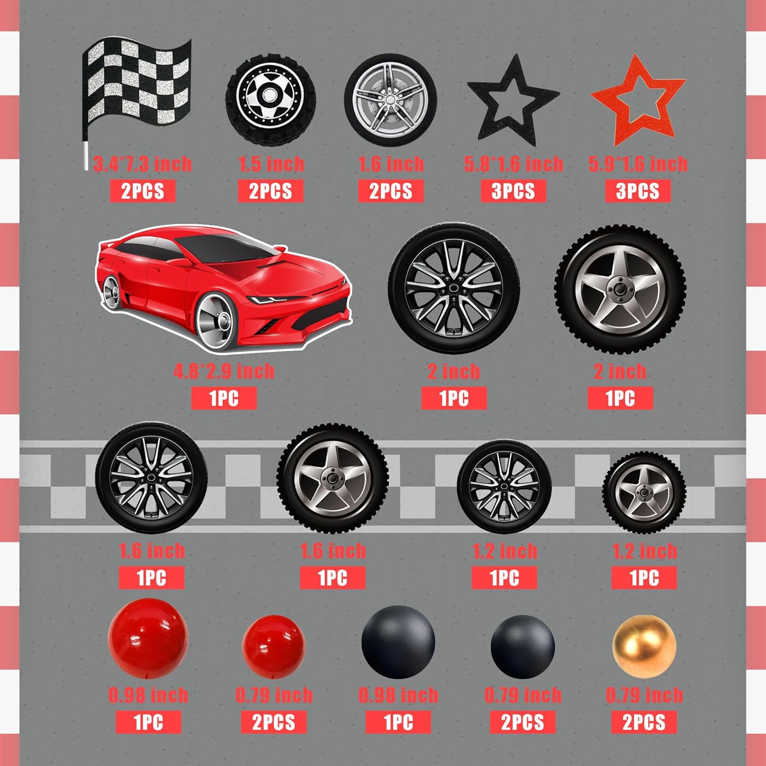 27 قطعة من زينة كعكة عجلة السب - مراجعة Lighting Mcqueen Birthday Decor وسعره