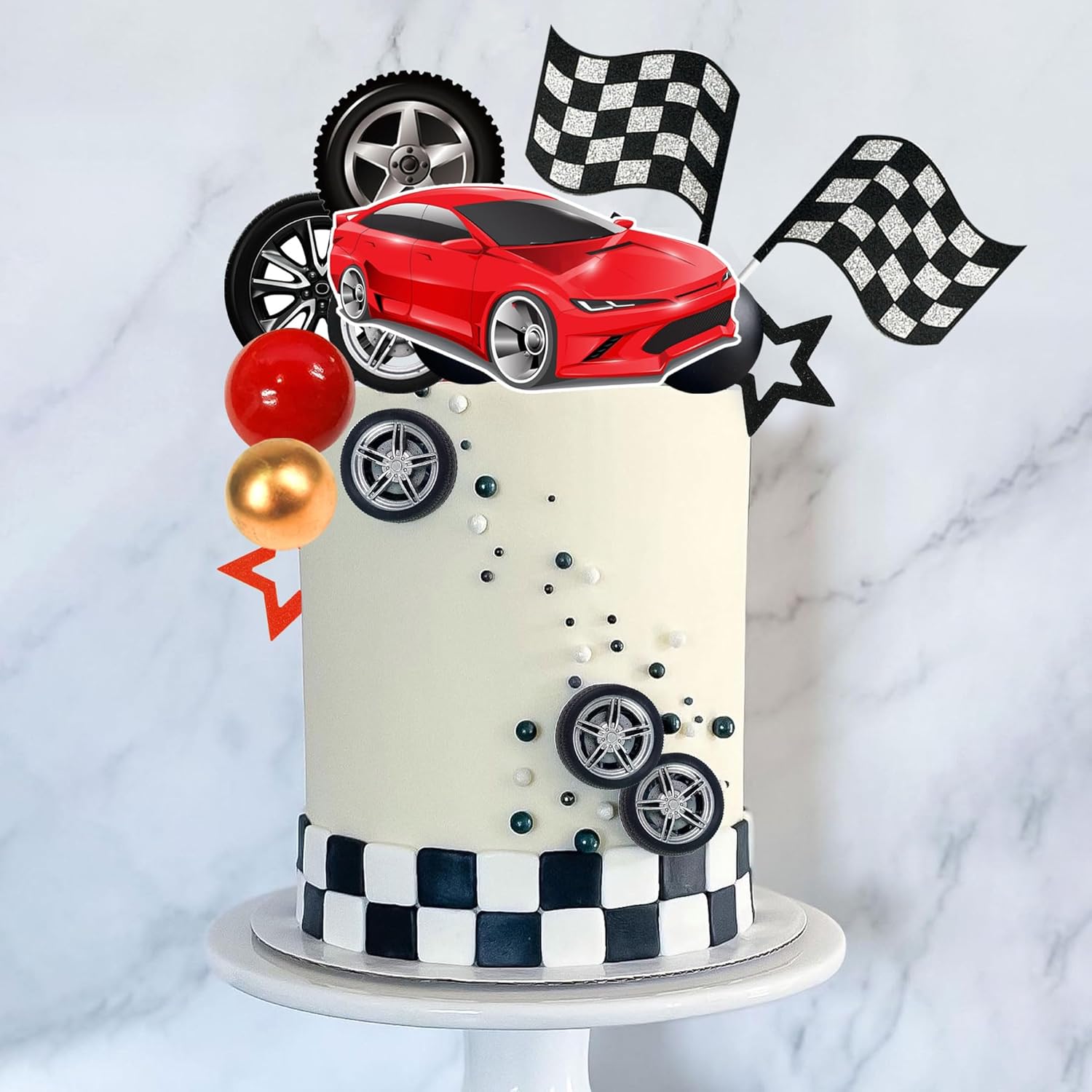 27 قطعة من زينة كعكة عجلة السب - مراجعة Lighting Mcqueen Birthday Decor وسعره