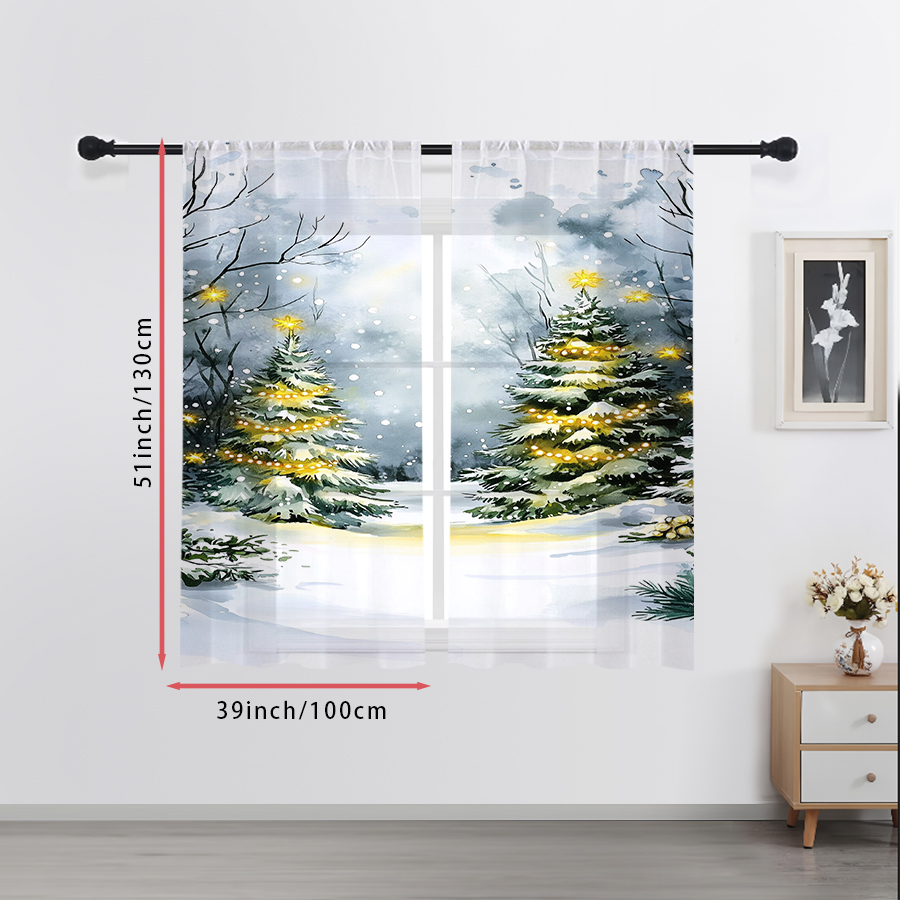 قطعتان من الستائر الشفافة بطبع - مراجعة Lighting Tree Decor وسعره