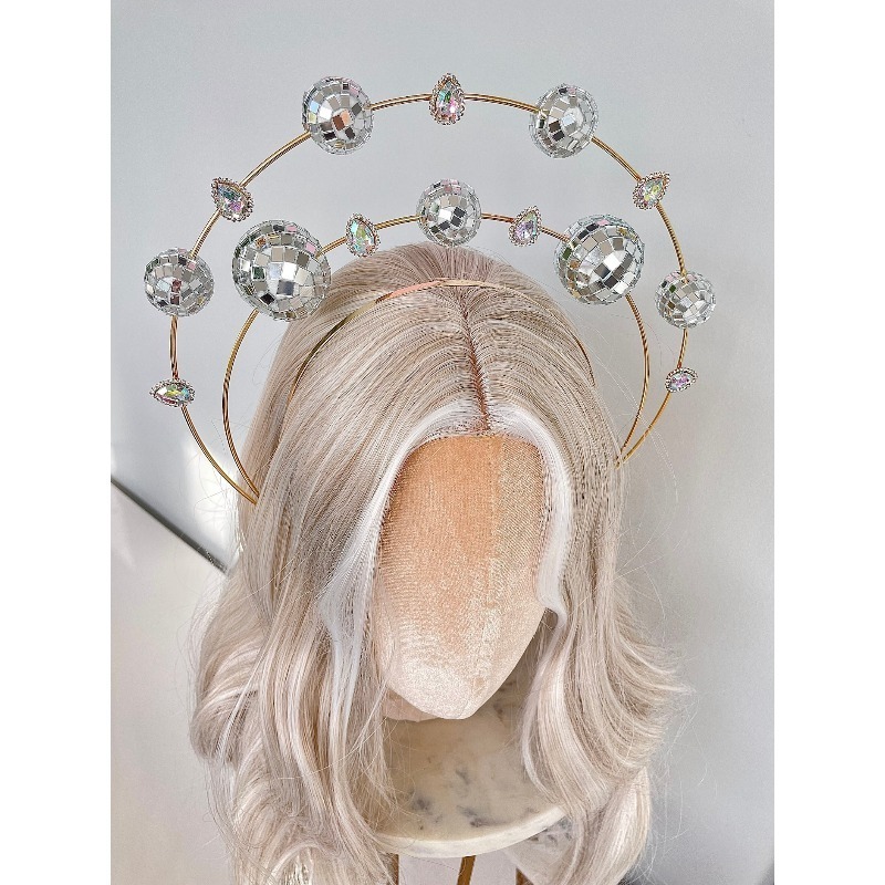 عصابة رأس فضية بحلقة مزدوجة عل - مراجعة Disco Ball Mirror وسعره