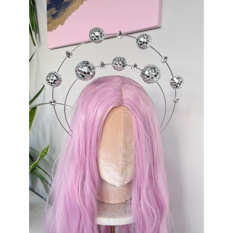 عصابة رأس فضية بحلقة مزدوجة عل - مراجعة Disco Ball Mirror وسعره