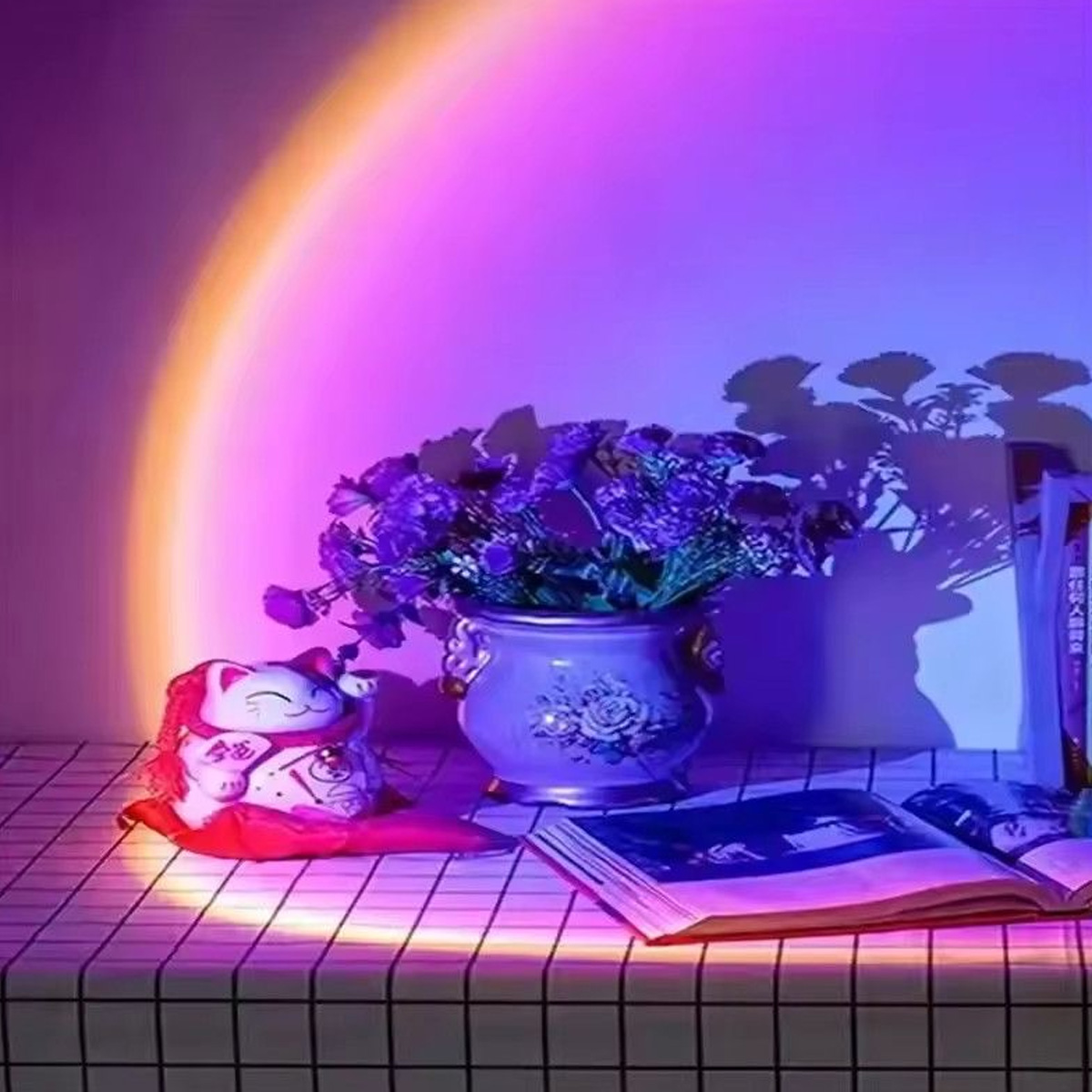 LED قوس قزح غروب الشمس مصباح إ - مراجعة Sunset Lamp Projection وسعره
